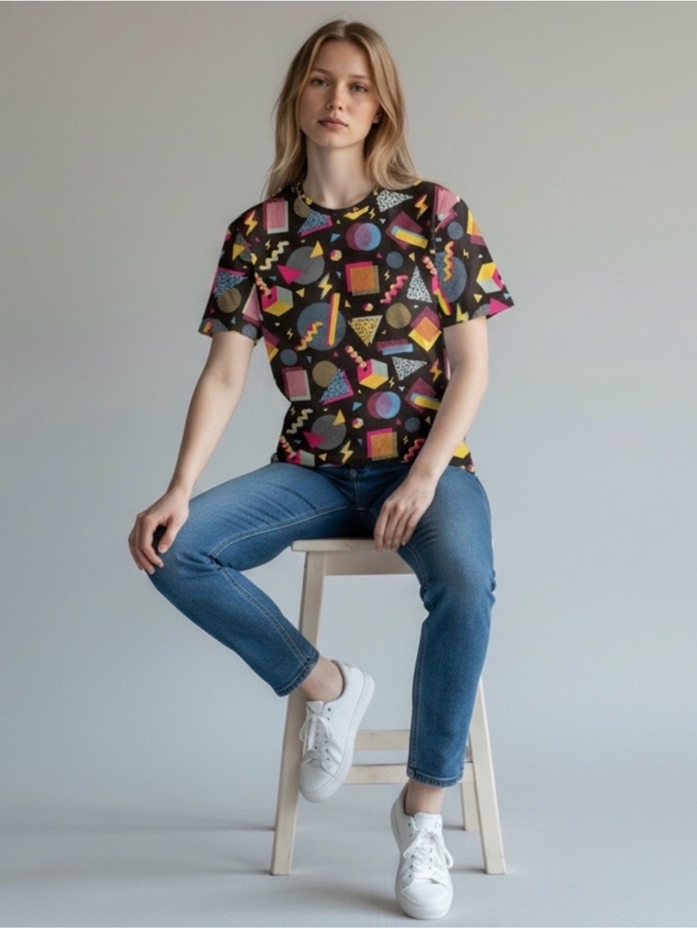 Oh Snap by Drill Clothing Co. Retro 80s 90s Memphis Style Geo Graphic T, Adult L